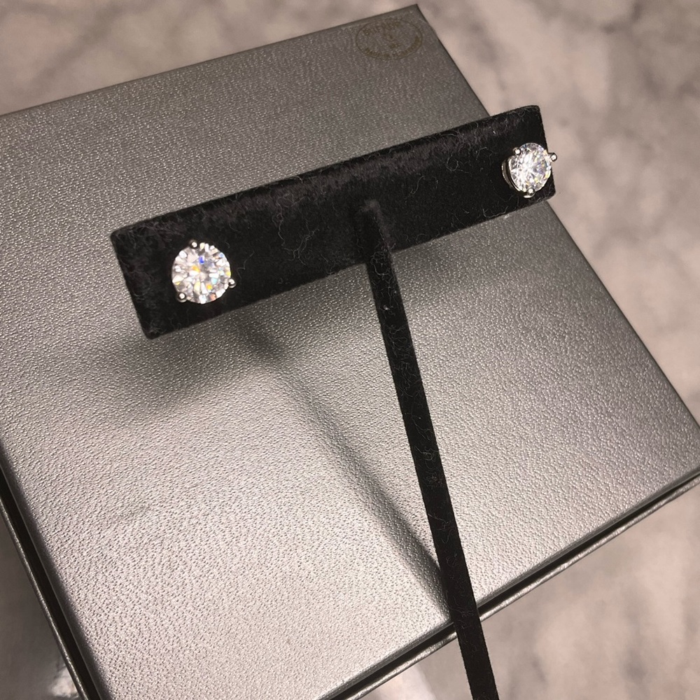 Simulated Diamond Solitaire Stud Earrings - image 3